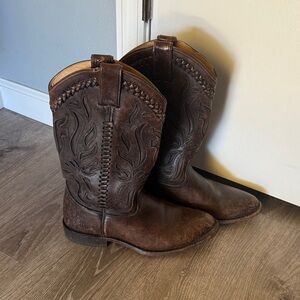 Frye Wyatt Overlay Western Boot genuine Leather Distressed Style size 7 M
